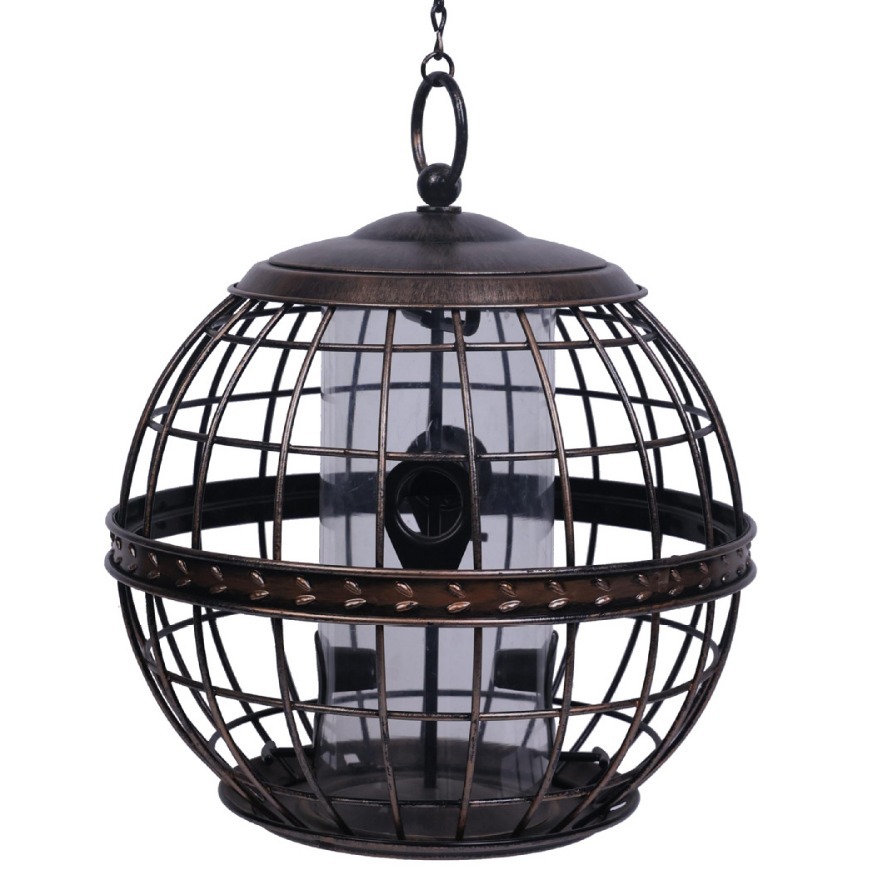 Vintage Cage-Style Bird Feeder with Anti-Squirrel Design Rustic Squirrel-Proof Bird Feeder for Outdo